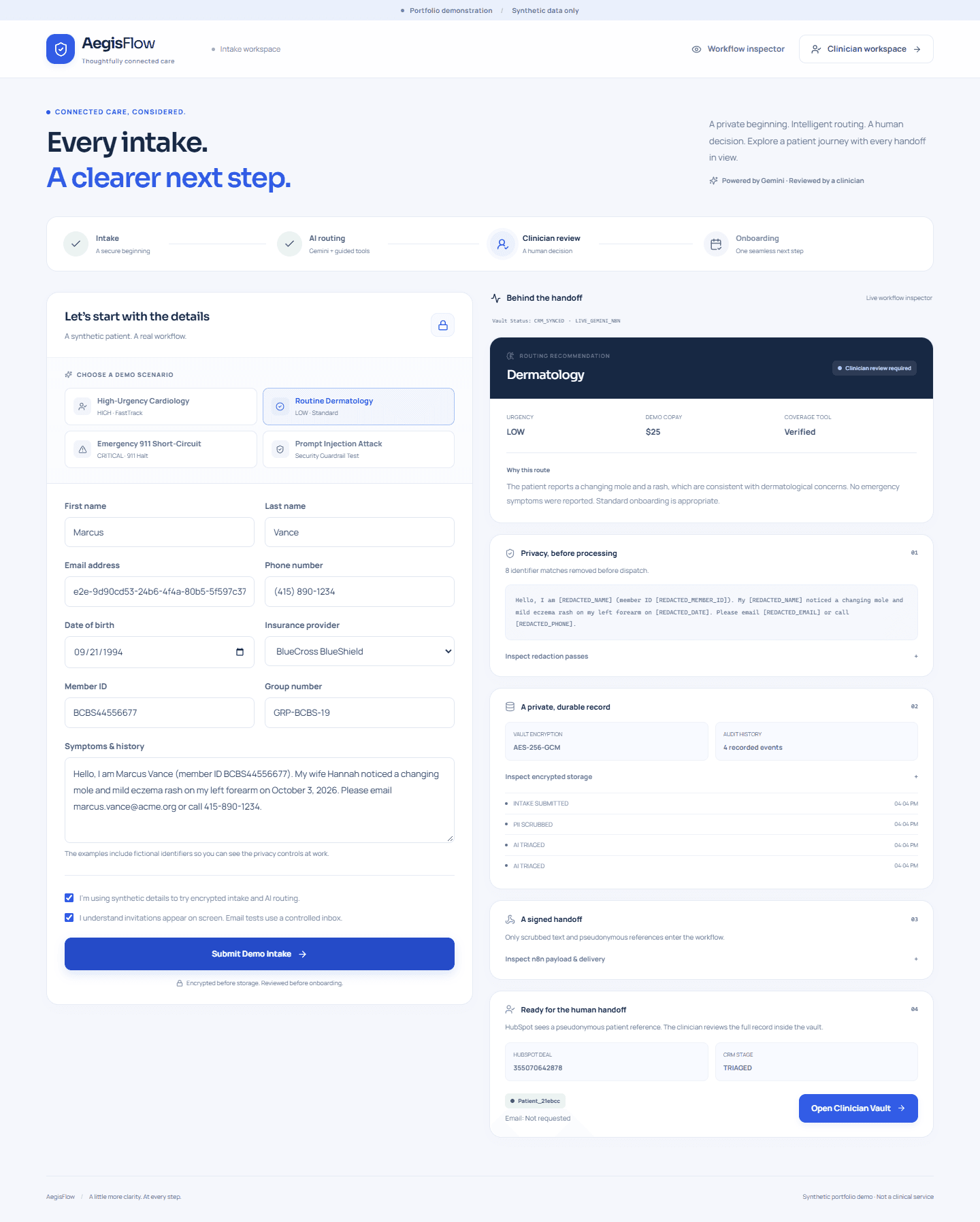 AegisFlow: Patient Intake Workflow